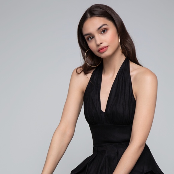 Bebe Pleated Black Halter - Picture 1 of 3